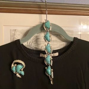 Vintage Turquoise Style Bracelet and Brooch